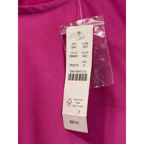 J.Crew Winter Garden Fuchsia Pink Satin Ruffle Bell Sleeve Top Size S New - Picture 5 of 7